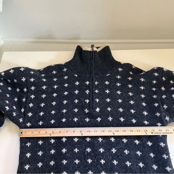 Vintage Shetland Wool Sweater Charcoal Fair Isle Zip Size Medium Apres Ski - Picture 7 of 8